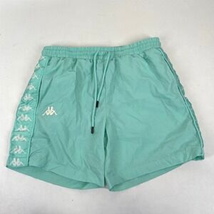 Kappa Banda Active Shorts Mens Small Mint Green Logo Tape Mesh Lined Nylon